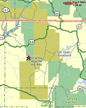 Map of the region surrounding Dulce